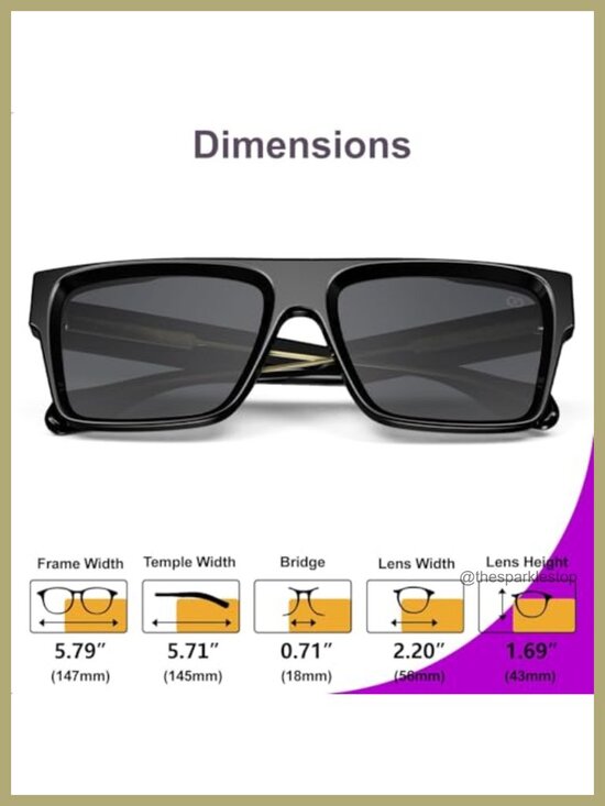 Oversized Square Flat Top Sunglasses Retro Trendy UV400